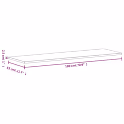 vidaXL Workbench Top Wooden Work Top Tool Office Table Top Solid Wood Beech - 180 x 55 x 2.5 cm