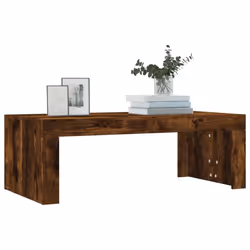vidaXL Coffee Table Side Table End Table Sofa Table White Engineered Wood - smoked oak - Additional view 2