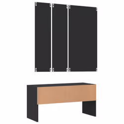 vidaXL Hallway Furniture Set Shoe Bench Coat Hanger Black Engineered Wood - Additional view 5