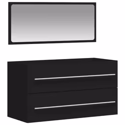 vidaXL Bathroom Cabinet Vanity Unit with Mirror Sink Cabinet Engineered Wood - black
