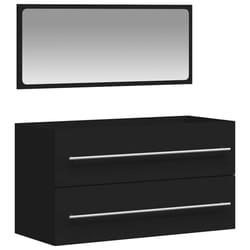 vidaXL Bathroom Cabinet Vanity Unit with Mirror Sink Cabinet Engineered Wood - black