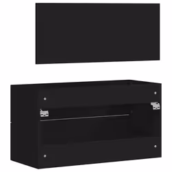vidaXL Bathroom Cabinet Vanity Unit with Mirror Sink Cabinet Engineered Wood - black - Additional view 5