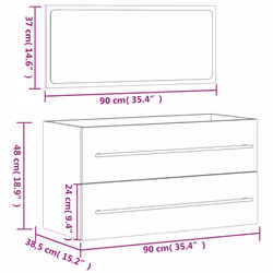 vidaXL Bathroom Cabinet Vanity Unit with Mirror Sink Cabinet Engineered Wood - black - Additional view 9