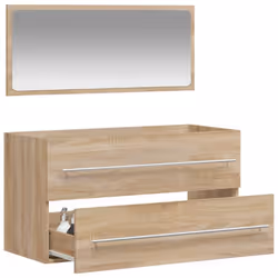 vidaXL Bathroom Cabinet Vanity Unit with Mirror Sink Cabinet Engineered Wood - sonoma oak