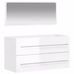 vidaXL Bathroom Cabinet Vanity Unit with Mirror Sink Cabinet Engineered Wood - high gloss white