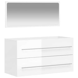 vidaXL Bathroom Cabinet Vanity Unit with Mirror Sink Cabinet Engineered Wood - high gloss white
