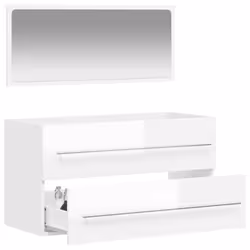 vidaXL Bathroom Cabinet Vanity Unit with Mirror Sink Cabinet Engineered Wood - high gloss white