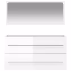 vidaXL Bathroom Cabinet Vanity Unit with Mirror Sink Cabinet Engineered Wood - high gloss white