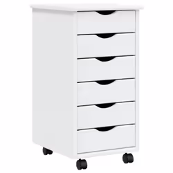 vidaXL Rolling Cabinet with Drawers Mobile File Cabinet Solid Wood Pine MOSS - white, 34 x 39 x 65.5 cm