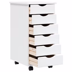 vidaXL Rolling Cabinet with Drawers Mobile File Cabinet Solid Wood Pine MOSS - white, 34 x 39 x 65.5 cm