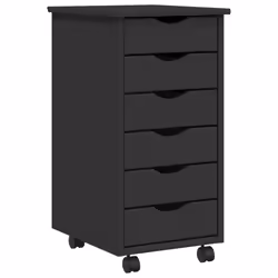 vidaXL Rolling Cabinet with Drawers Mobile File Cabinet Solid Wood Pine MOSS - grey, 34 x 39 x 65.5 cm