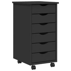vidaXL Rolling Cabinet with Drawers Mobile File Cabinet Solid Wood Pine MOSS - grey, 34 x 39 x 65.5 cm