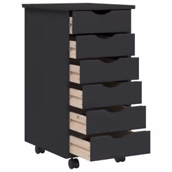 vidaXL Rolling Cabinet with Drawers Mobile File Cabinet Solid Wood Pine MOSS - grey, 34 x 39 x 65.5 cm