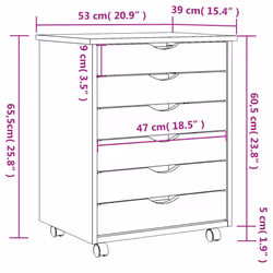 vidaXL Rolling Cabinet Trolley with Drawers Honey Brown Solid Wood Pine MOSS - Additional view 8