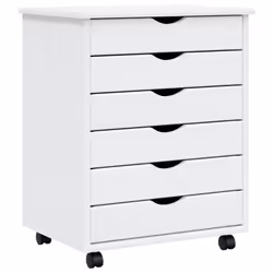 vidaXL Rolling Cabinet with Drawers Mobile File Cabinet Solid Wood Pine MOSS - white, 53 x 39 x 65.5 cm