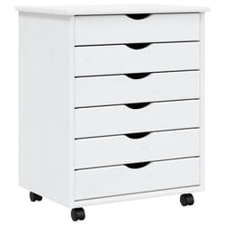 vidaXL Rolling Cabinet with Drawers Mobile File Cabinet Solid Wood Pine MOSS - white, 53 x 39 x 65.5 cm