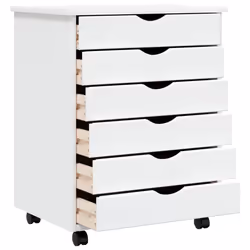 vidaXL Rolling Cabinet with Drawers Mobile File Cabinet Solid Wood Pine MOSS - white, 53 x 39 x 65.5 cm
