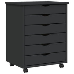 vidaXL Rolling Cabinet with Drawers Mobile File Cabinet Solid Wood Pine MOSS - grey, 53 x 39 x 65.5 cm