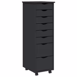 vidaXL Rolling Cabinet Office Cabinet with Drawers White Solid Wood Pine MOSS - grey, 34 x 39 x 103 cm