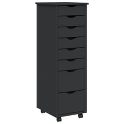 vidaXL Rolling Cabinet Office Cabinet with Drawers White Solid Wood Pine MOSS - grey, 34 x 39 x 103 cm