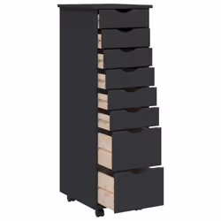 vidaXL Rolling Cabinet Office Cabinet with Drawers White Solid Wood Pine MOSS - grey, 34 x 39 x 103 cm