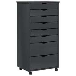 vidaXL Rolling Cabinet Office Cabinet with Drawers White Solid Wood Pine MOSS - grey, 53 x 39 x 103 cm