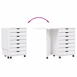vidaXL Rolling Cabinet with Desk Mobile File Cabinet Solid Wood Pine MOSS - white - Additional view 6