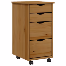 vidaXL Rolling Cabinet Office Cabinet with Drawers Grey Solid Wood Pine MOSS - honey brown