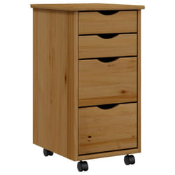 vidaXL Rolling Cabinet Office Cabinet with Drawers Grey Solid Wood Pine MOSS - honey brown