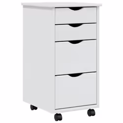 vidaXL Rolling Cabinet Office Cabinet with Drawers Grey Solid Wood Pine MOSS - white