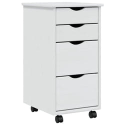 vidaXL Rolling Cabinet Office Cabinet with Drawers Grey Solid Wood Pine MOSS - white
