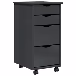vidaXL Rolling Cabinet Office Cabinet with Drawers Grey Solid Wood Pine MOSS - grey