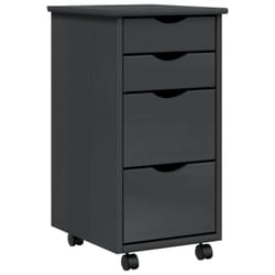 vidaXL Rolling Cabinet Office Cabinet with Drawers Grey Solid Wood Pine MOSS - grey