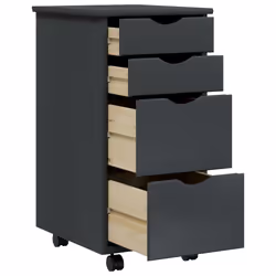 vidaXL Rolling Cabinet Office Cabinet with Drawers Grey Solid Wood Pine MOSS - grey