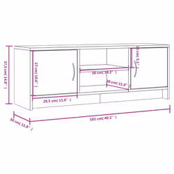 vidaXL TV Cabinet TV Stand Media Console High Gloss White Engineered Wood - grey sonoma - Additional view 3
