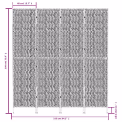 vidaXL Room Divider Folding Balcony Privacy Screen 5-Panel Water Hyacinth - light brown, 163 x 180 cm - Additional view 8