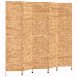 vidaXL Room Divider Folding Balcony Privacy Screen 5-Panel Water Hyacinth - light brown, 205 x 180 cm