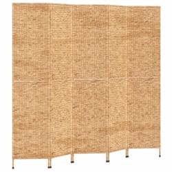 vidaXL Room Divider Folding Balcony Privacy Screen 5-Panel Water Hyacinth - light brown, 205 x 180 cm