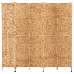 vidaXL Room Divider Folding Balcony Privacy Screen 5-Panel Water Hyacinth - light brown, 205 x 180 cm