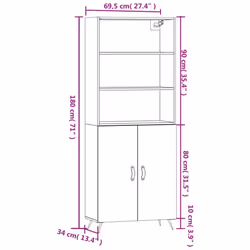 vidaXL Highboard Sideboard Storage Cabinet Cupboard Cabinet Engineered Wood - grey sonoma