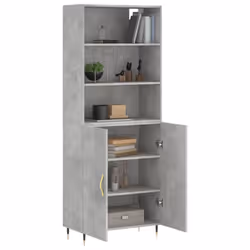 vidaXL Highboard Sideboard Storage Cabinet High Gloss White Engineered Wood - concrete grey, 2 doors - Additional view 2