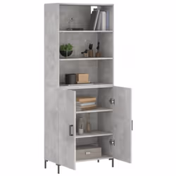 vidaXL Highboard Sideboard Storage Cabinet High Gloss White Engineered Wood - concrete grey, 2 doors - Additional view 2