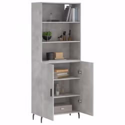 vidaXL Highboard Sideboard Storage Cabinet High Gloss White Engineered Wood - concrete grey, 2 doors - Additional view 2