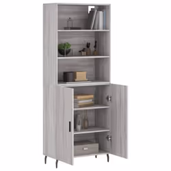 vidaXL Highboard Sideboard Storage Cabinet High Gloss White Engineered Wood - grey sonoma, 2 doors - Additional view 2