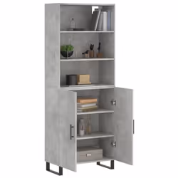 vidaXL Highboard Sideboard Storage Cabinet High Gloss White Engineered Wood - concrete grey, 2 doors - Additional view 2