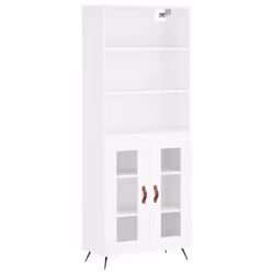 vidaXL Highboard Sideboard Storage Cabinet Cupboard Cabinet Engineered Wood - white, 2 glass doors