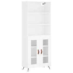 vidaXL Highboard Sideboard Storage Cabinet Cupboard Cabinet Engineered Wood - white, 2 glass doors