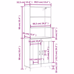 vidaXL Highboard Sideboard Storage Cabinet Cupboard Cabinet Engineered Wood - white, 2 glass doors