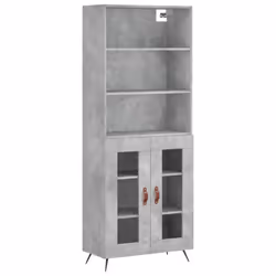 vidaXL Highboard Sideboard Storage Cabinet Cupboard Cabinet Engineered Wood - concrete grey, 2 glass doors