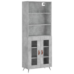 vidaXL Highboard Sideboard Storage Cabinet Cupboard Cabinet Engineered Wood - concrete grey, 2 glass doors